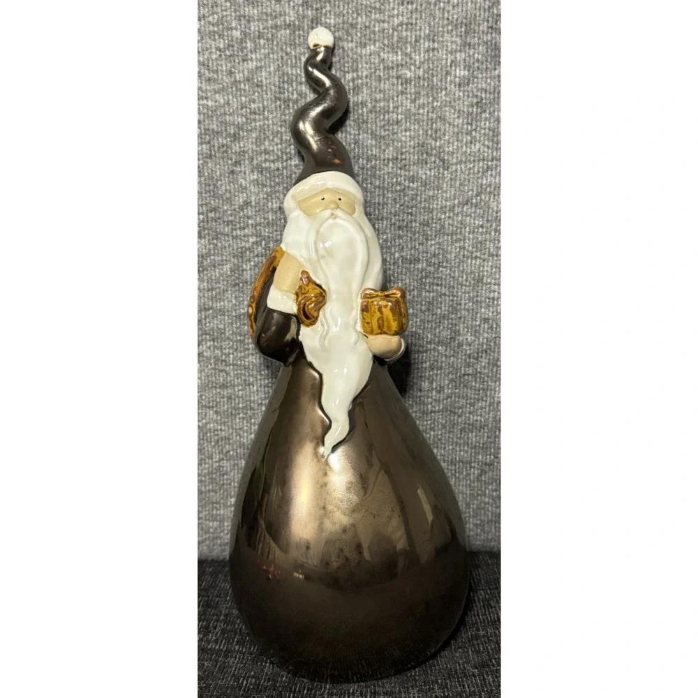 Pier 1 Imports 14” Ceramic Santa Figurine Metallic Brown Luster Glaze Farmhouse